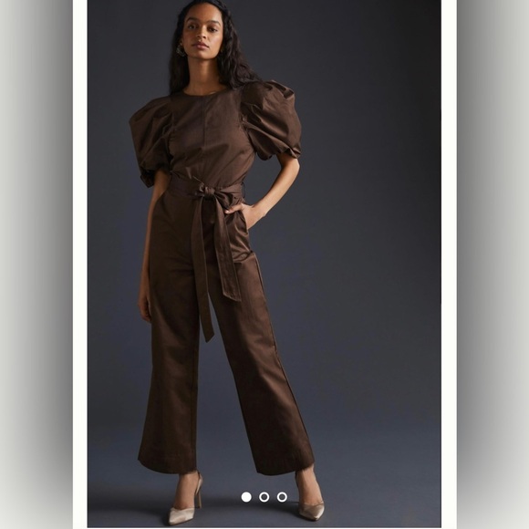 Anthropologie Pants - COPY - Anthropologie Puff-Sleeved Open-Back Jumpsuit